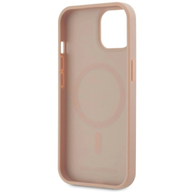 iPhone 15 Karl Lagerfeld Leather Monogram Metal Logo MagSafe dėklas - rožinis 6