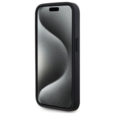 iPhone 15 Pro – Karl Lagerfeld Leather Monogram Metal Logo MagSafe dėklas - Juodas 4