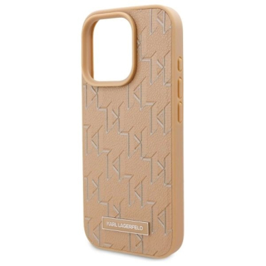 Dėklas Karl Lagerfeld Leather Monogram Metal Logo MagSafe iPhone 16 Pro - Beige 5 Dėklas Karl Lagerfeld Leather Monogram Metal Logo MagSafe iPhone 16 Pro - Beige 5
