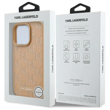 Dėklas Karl Lagerfeld Leather Monogram Metal Logo MagSafe iPhone 16 Pro - Beige 7 Dėklas Karl Lagerfeld Leather Monogram Metal Logo MagSafe iPhone 16 Pro - Beige 7