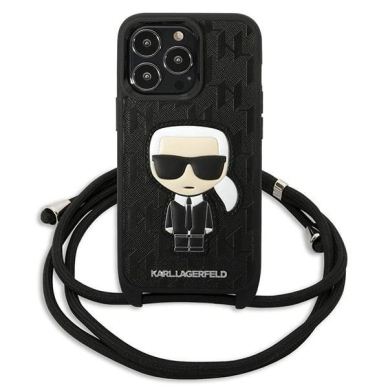 Karl Lagerfeld Odinis Monogram Patch and Cord Iconik Dėklas skirtas iPhone 13 Pro / 13 - Juodas 1