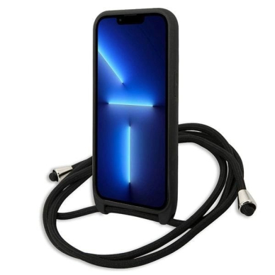 Karl Lagerfeld Odinis Monogram Patch and Cord Iconik Dėklas skirtas iPhone 13 Pro / 13 - Juodas 3 Karl Lagerfeld Odinis Monogram Patch and Cord Iconik Dėklas skirtas iPhone 13 Pro / 13 - Juodas 3