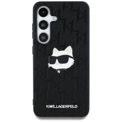 Karl Lagerfeld Leather Monogram Pin Logo Choupette Head Samsung Galaxy S25 Dėklas Juodas 2 Karl Lagerfeld Leather Monogram Pin Logo Choupette Head Samsung Galaxy S25 Dėklas Juodas 2