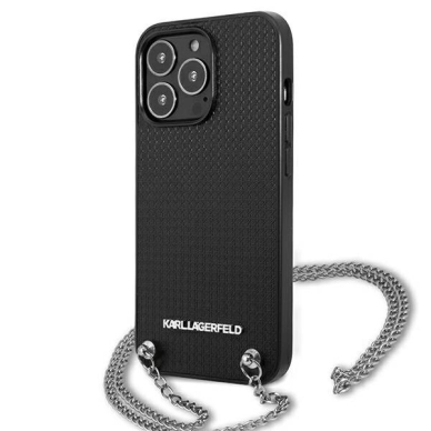 Karl Lagerfeld Odinis Textured and Chain Dėklas skirtas iPhone 13 Pro Max 6.7&quot; - Juodas 1