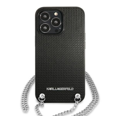 Karl Lagerfeld Odinis Textured and Chain Dėklas skirtas iPhone 13 Pro Max 6.7&quot; - Juodas 2