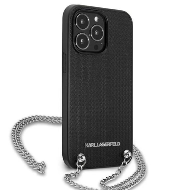 Karl Lagerfeld Odinis Textured and Chain Dėklas skirtas iPhone 13 Pro Max 6.7&quot; - Juodas 3