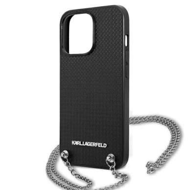 Karl Lagerfeld Odinis Textured and Chain Dėklas skirtas iPhone 13 Pro Max 6.7&quot; - Juodas 5