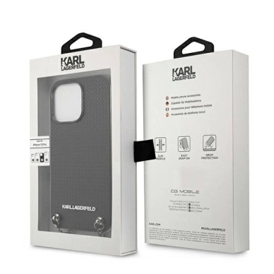 Karl Lagerfeld Odinis Textured and Chain Dėklas skirtas iPhone 13 Pro Max 6.7&quot; - Juodas 7