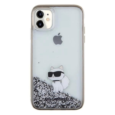 Karl Lagerfeld Liquid Glitter Choupette dėklas skirtas iPhone 11 / Xr - Permatomas 2 Karl Lagerfeld Liquid Glitter Choupette dėklas skirtas iPhone 11 / Xr - Permatomas 2