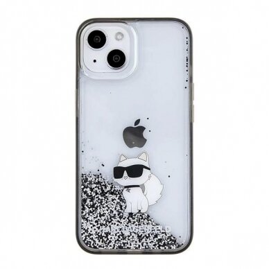 Karl Lagerfeld Liquid Glitter Choupette dėklas skirtas iPhone 15 - Permatomas 2 Karl Lagerfeld Liquid Glitter Choupette dėklas skirtas iPhone 15 - Permatomas 2