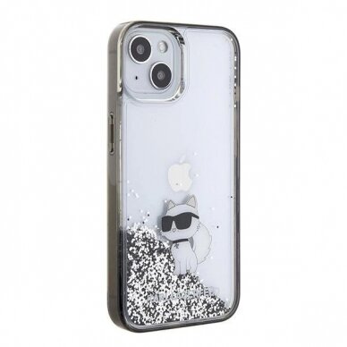 Karl Lagerfeld Liquid Glitter Choupette dėklas skirtas iPhone 15 - Permatomas 3 Karl Lagerfeld Liquid Glitter Choupette dėklas skirtas iPhone 15 - Permatomas 3