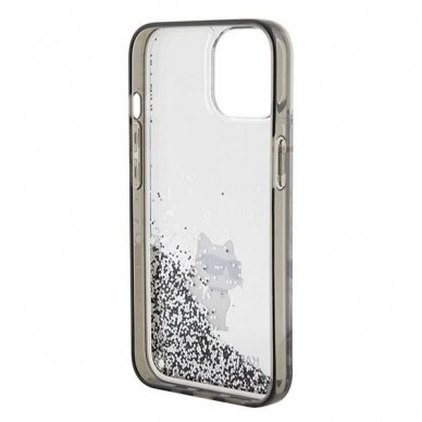 Karl Lagerfeld Liquid Glitter Choupette dėklas skirtas iPhone 15 - Permatomas 6