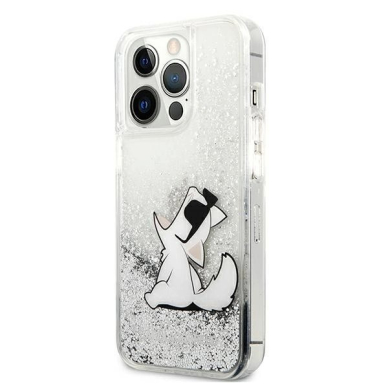 Karl Lagerfeld Liquid Glitter Choupette Fun Dėklas skirtas iPhone 13 Pro Max 6.7&quot; - Sidabrinis 1