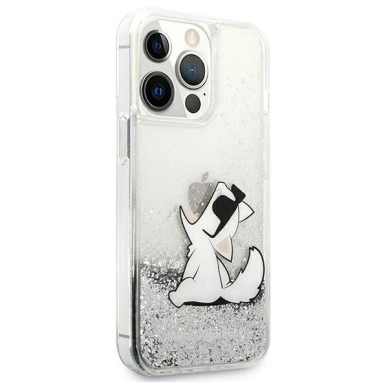 Karl Lagerfeld Liquid Glitter Choupette Fun Dėklas skirtas iPhone 13 Pro Max 6.7&quot; - Sidabrinis 3