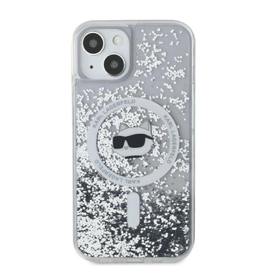 Karl Lagerfeld Liquid Glitter Choupette Head MagSafe dėklas iPhone 11 / Xr - Permatomas Karl Lagerfeld Liquid Glitter Choupette Head MagSafe dėklas iPhone 11 / Xr - Permatomas