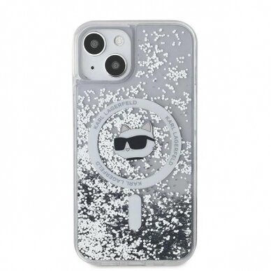 Karl Lagerfeld Liquid Glitter Choupette Head MagSafe dėklas iPhone 12 / 12 Pro - Permatomas Karl Lagerfeld Liquid Glitter Choupette Head MagSafe dėklas iPhone 12 / 12 Pro - Permatomas