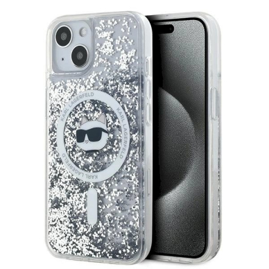 Karl Lagerfeld Liquid Glitter Choupette Head MagSafe dėklas iPhone 14 / 15 / 13 - Permatomas Karl Lagerfeld Liquid Glitter Choupette Head MagSafe dėklas iPhone 14 / 15 / 13 - Permatomas