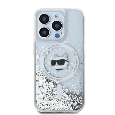 Karl Lagerfeld Liquid Glitter Choupette Head MagSafe dėklas iPhone 14 Pro Max - Permatomas Karl Lagerfeld Liquid Glitter Choupette Head MagSafe dėklas iPhone 14 Pro Max - Permatomas
