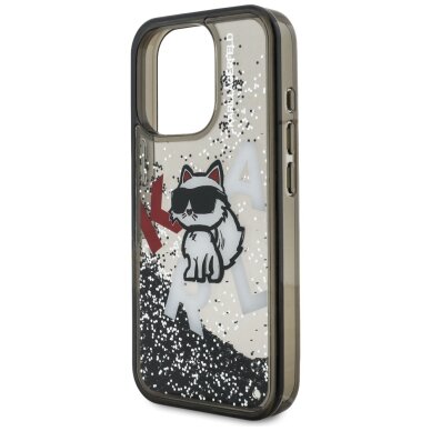 iPhone 16 Pro Max Karl Lagerfeld Liquid Glitter Choupette Logo dėklas – juodas 5