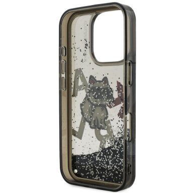 iPhone 16 Pro Max Karl Lagerfeld Liquid Glitter Choupette Logo dėklas – juodas 6