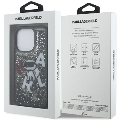 iPhone 16 Pro Max Karl Lagerfeld Liquid Glitter Choupette Logo dėklas – juodas 7