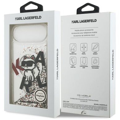 iPhone Air Karl Lagerfeld Liquid Glitter Choupette Logo dėklas su MagSafe – skaidrus 7