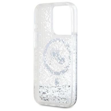 iPhone 15 Pro – Karl Lagerfeld Liquid Glitter Karl & Choupette Head MagSafe dėklas - Skaidrus 6