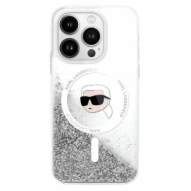 Dėklas Karl Lagerfeld Liquid Glitter Karl Head Magsafe iPhone 16 Pro - Skaidrus Dėklas Karl Lagerfeld Liquid Glitter Karl Head Magsafe iPhone 16 Pro - Skaidrus