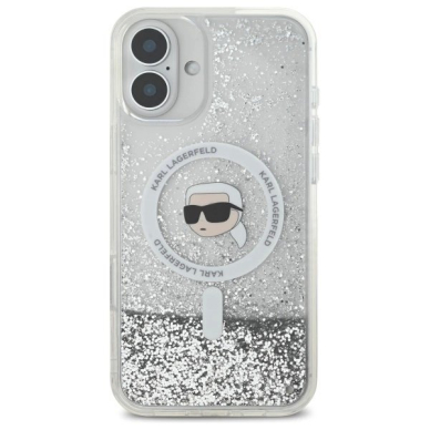 Dėklas Karl Lagerfeld Liquid Glitter Karl Head Magsafe iPhone 16 - Skaidrus 2 Dėklas Karl Lagerfeld Liquid Glitter Karl Head Magsafe iPhone 16 - Skaidrus 2