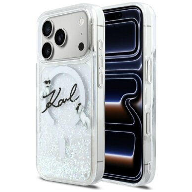 iPhone 17 Pro Karl Lagerfeld Liquid Glitter Karl Script Logo MagSafe dėklas – skaidrus iPhone 17 Pro Karl Lagerfeld Liquid Glitter Karl Script Logo MagSafe dėklas – skaidrus