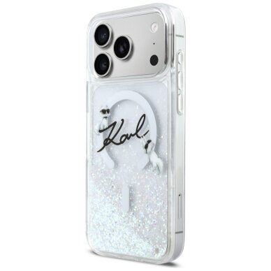 iPhone 17 Pro Max Karl Lagerfeld Liquid Glitter Karl Script Logo MagSafe dėklas – skaidrus 1
