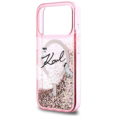 iPhone 17 Pro Karl Lagerfeld Liquid Glitter Karl Script Logo MagSafe dėklas – rožinis 5