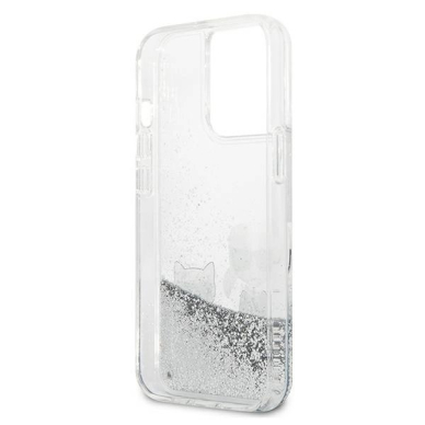 Karl Lagerfeld Liquid Glitter Karl&Choupette Dėklas skirtas iPhone 13 Pro / 13 6.1&quot; - Sidabrinis 6