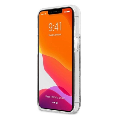 Karl Lagerfeld Liquid Glitter Karl&Choupette Dėklas skirtas iPhone 13 Pro Max 6.7&quot; - Sidabrinis 4