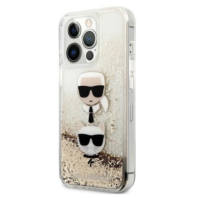 Karl Lagerfeld Liquid Glitter Karl&Choupette Head Dėklas skirtas iPhone 13 Pro Max 6.7&quot; - Auksinis 1
