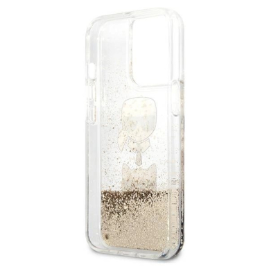 Karl Lagerfeld Liquid Glitter Karl&Choupette Head Dėklas skirtas iPhone 13 Pro Max 6.7&quot; - Auksinis 6