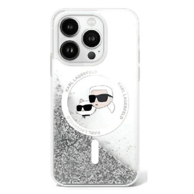 Dėklas Karl Lagerfeld Liquid Glitter KarlChoupette Head Magsafe iPhone 16 - Skaidrus Dėklas Karl Lagerfeld Liquid Glitter KarlChoupette Head Magsafe iPhone 16 - Skaidrus