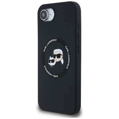Karl Lagerfeld Liquid Silikoninis Karl & Choupette Heads Dėklas with MagSafe skirtas iPhone 16e - Juodas 1