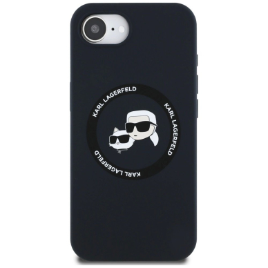 Karl Lagerfeld Liquid Silikoninis Karl & Choupette Heads Dėklas with MagSafe skirtas iPhone 16e - Juodas 2