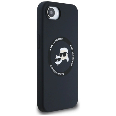 Karl Lagerfeld Liquid Silikoninis Karl & Choupette Heads Dėklas with MagSafe skirtas iPhone 16e - Juodas 3