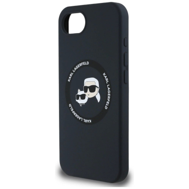 Karl Lagerfeld Liquid Silikoninis Karl & Choupette Heads Dėklas with MagSafe skirtas iPhone 16e - Juodas 5