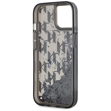 iPhone 15 Karl Lagerfeld Liquide Glitter Monogram Gradient dėklas - juodas 6