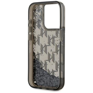 iPhone 15 Pro Karl Lagerfeld Liquide Glitter Monogram Gradient dėklas - juodas 6