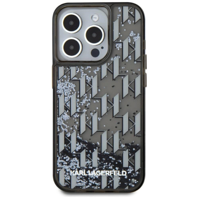 iPhone 15 Pro Max Karl Lagerfeld Liquide Glitter Monogram Gradient dėklas - juodas 2