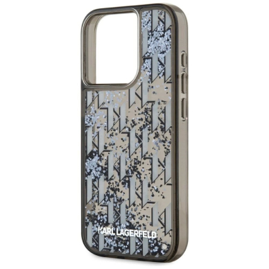 iPhone 15 Pro Max Karl Lagerfeld Liquide Glitter Monogram Gradient dėklas - juodas 5