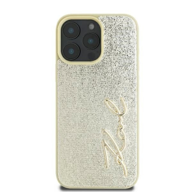 iPhone 16 Pro – Karl Lagerfeld Metal Signature dėklas - Auksinis 2