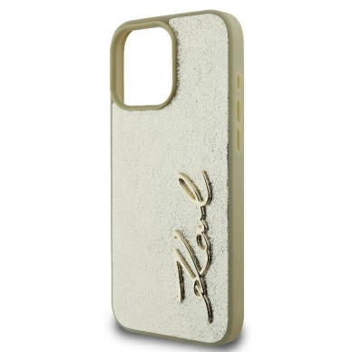 iPhone 16 Pro – Karl Lagerfeld Metal Signature dėklas - Auksinis 5