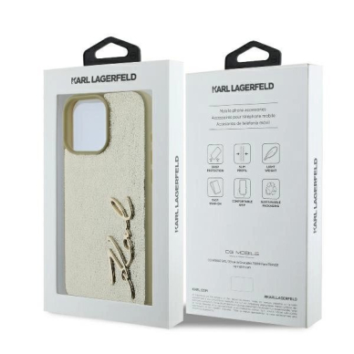 iPhone 16 Pro – Karl Lagerfeld Metal Signature dėklas - Auksinis 7