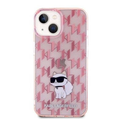 Karl Lagerfeld Monogram Choupette dėklas skirtas iPhone 15 - Rožinis 2 Karl Lagerfeld Monogram Choupette dėklas skirtas iPhone 15 - Rožinis 2
