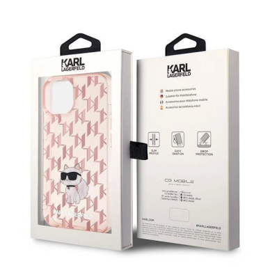 Karl Lagerfeld Monogram Choupette dėklas skirtas iPhone 15 - Rožinis 7 Karl Lagerfeld Monogram Choupette dėklas skirtas iPhone 15 - Rožinis 7